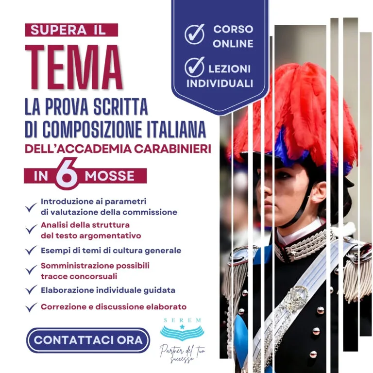 foto della grafica del corso di preparazione al tema accademia carabinieri 2025