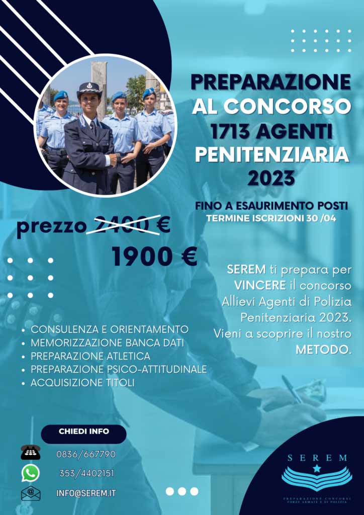 1713 Agenti Polizia Penitenziaria 2023 Banca Dati